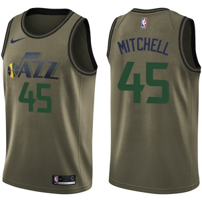Nike Utah Jazz #45 Donovan Mitchell Green Salute to Service Youth NBA Swingman Jersey